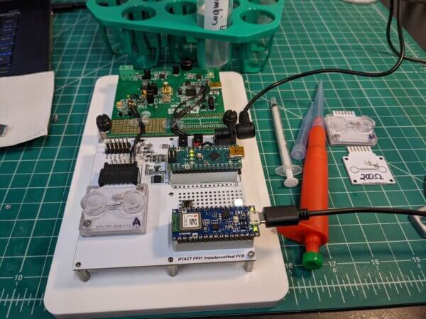 Testing electrical engineering device on green table