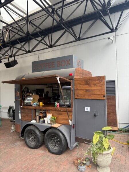 Coffee Box is a mobile coffee cart outside the Kickr office space