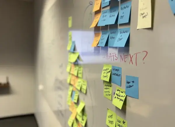 Post-It notes on a whiteboard